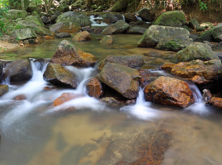 waterfall in phuket thailandの写真素材