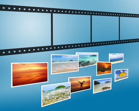 3D Film strip with nice pictures の写真素材