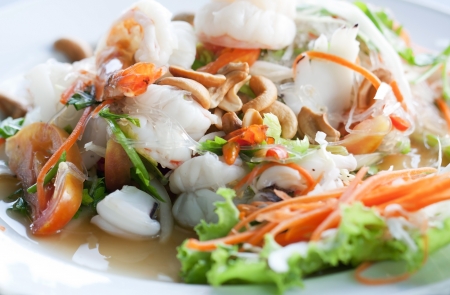 Thai spicy seafood salad の写真素材