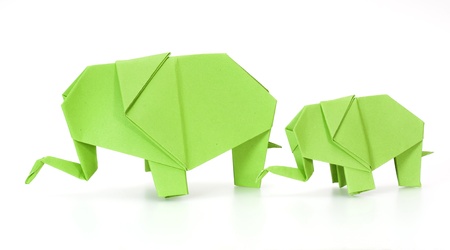 green origami elephantの写真素材