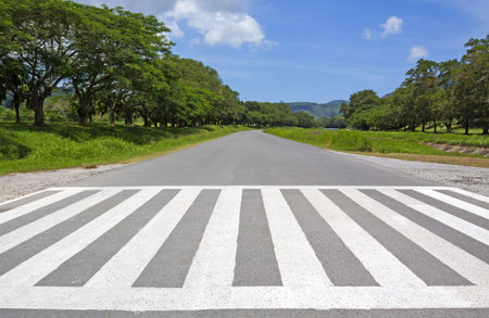 zebra traffic walk way, cross way  with blue sky 