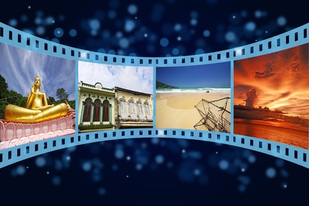 3D film strip with nice picturesの写真素材