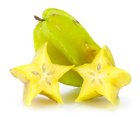 star fruit or 	carambola on white backgroundの写真素材