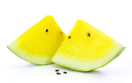 yellow watermelon on white backgroundの写真素材