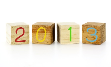 New Year 2013 wood cubesの写真素材