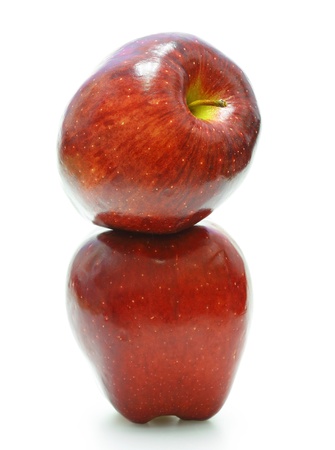 Ripe red apple  Isolated on a white background  の写真素材