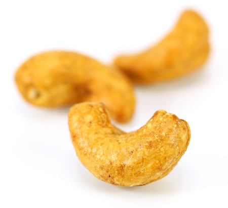 cashew nuts on white backgroundの写真素材