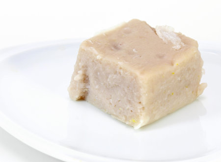 Thai dessert made of taro on white plate