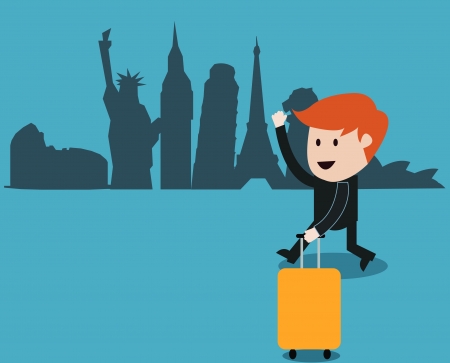 business man travel around the worldのイラスト素材