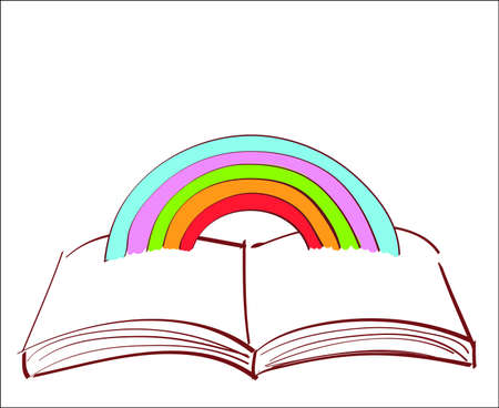 rainbow over the book のイラスト素材