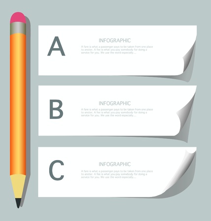 paper progress steps with pencils, infographics のイラスト素材