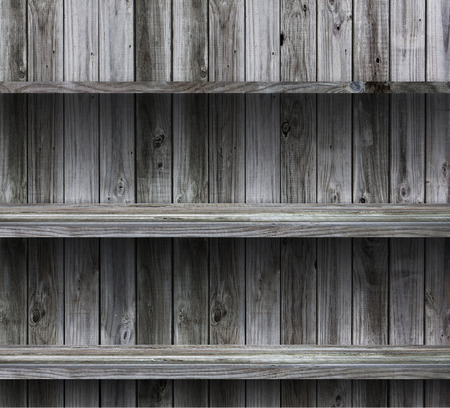 empty wood shelf grunge interior background for display object の写真素材