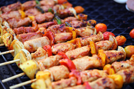 grilled chicken and colorful vegetable の写真素材