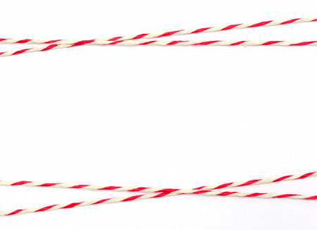 String red and white as frame on whiteの写真素材