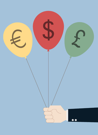 hand with currency sign balloons vectorのイラスト素材