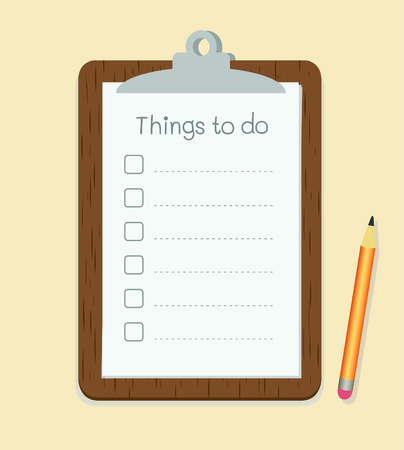 Clipboard with to do list on paper and pencil vectorのイラスト素材