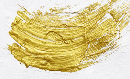 White and gold acrylic textured painting background の写真素材