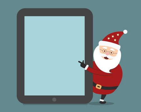 Santa Claus with a Tablet Computer presentationのイラスト素材