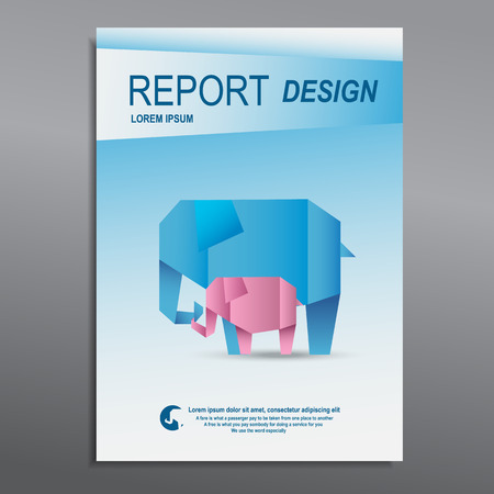 Cover Annual report, colorful elephant origami paper design, vector illustrationのイラスト素材