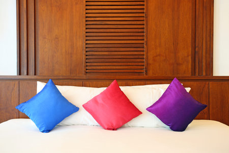 Colorful Pillow on hotel bed