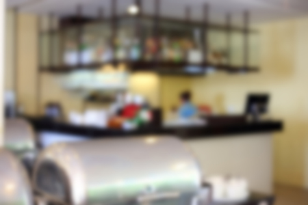 Abstract of blurred breakfast buffet in hotelの写真素材