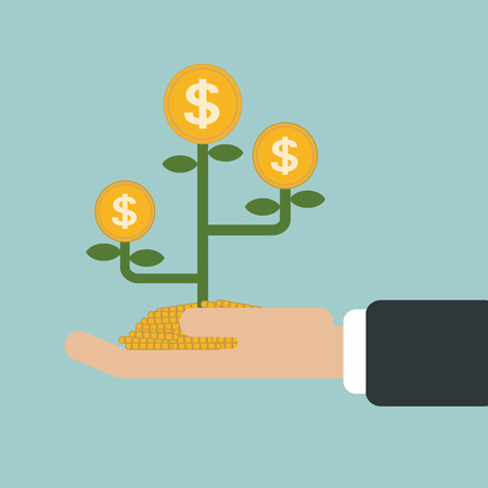 business man hand money growth investment concept vector illustrationのイラスト素材
