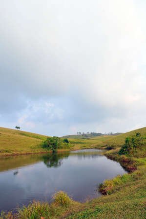 Hill top lakeの写真素材