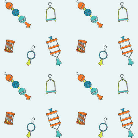 Seamless bright pattern for pet store bird toysのイラスト素材