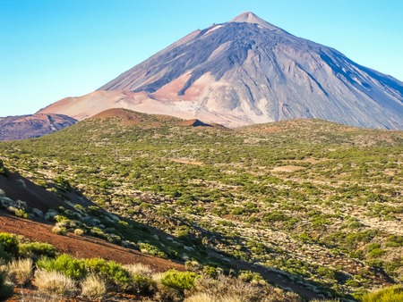 Spectacular landscape with red sand desert of the Teide National Park, Tenerife, Canary Islands, Spain.の写真素材