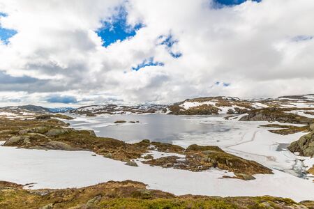 Lysevegen scenic road in spring FV 500: Sirdal to Kjerag, Norway, Europe.の写真素材