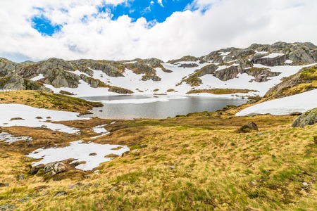 Norway mountain landscape. Lysevegen scenic road in spring FV 500: Sirdal to Kjerag, Norway, Europe.の写真素材