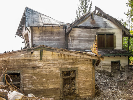 Kennicott, Alaska, United States - August 4, 2009: The abandoned Kennicott copper mining camp in Wrangell St. Elias National Parkのeditorial素材