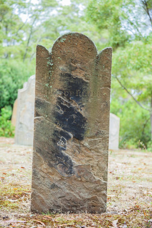 Port Arthur,Tasmania, Australia - January 15, 2015: Old tombstone in the Isle of the Dead hystoric site, used as the graveyard for the penal settlement of Port Arthur from 1833 to 1877のeditorial素材