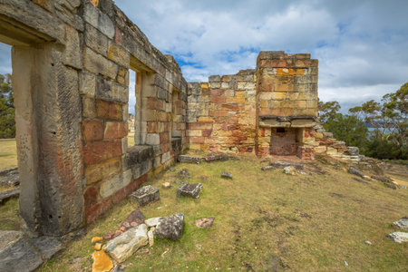 Closeup of Coal Mines Historic Site c.1833, Saltwater River, Tasmanian Peninsula, Tasmania,...