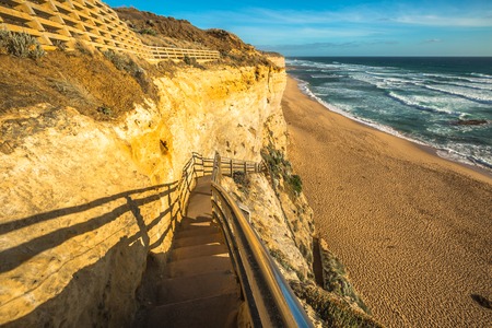 The high cliffs of Gibson Steps beach in Port Campbell National Park on the Great Ocean Road, Victoria state, Australia.の写真素材