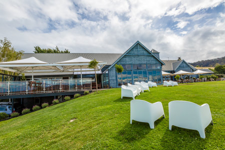Richmond, Tasmania, Australia - January 16, 2015: typical Frogmore Creek Winery. Vineyard in the area between Richmond, Cambridge and Hobartのeditorial素材
