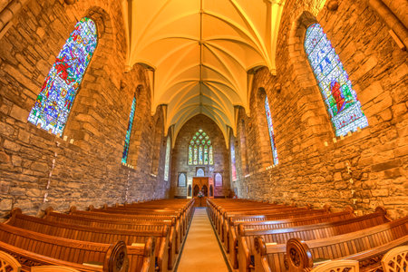 Dornoch, Scotland, United Kingdom - May 24, 2015: Interior of Dornoch Cathedral, Medieval church, Dornoch in the Scottish Highlands in the UK.のeditorial素材