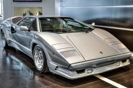 Guglielmo Marconi Airport, Bologna, Italy - August 31, 2015:  vintage luxury Lamborghini Countach...