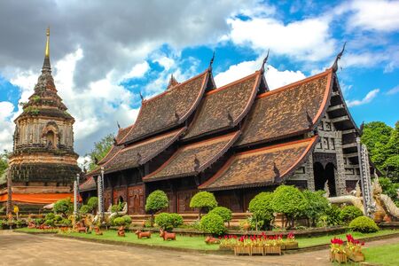 The spectacular Buddhist temple, Wat Lok Molee, in the old city of Chiang Mai, Northern Thailand, Asia.の写真素材