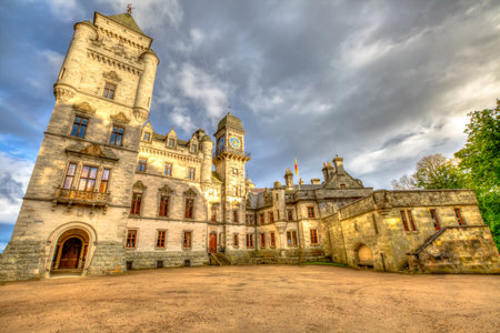 Golspie, Scotland, United Kingdom - May 24, 2015: Dunrobin Castle is the most northerly of Scotland's great houses and the largest in the Northern Highlands. Golspie, in the east coast of Scotland, UK.のeditorial素材