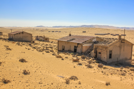 Kolmanskop, ghost towns in the area of the diamond mines, South Namibia, esterior of a house.の写真素材