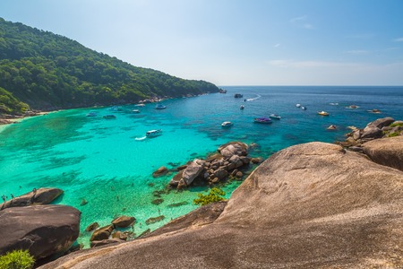 Spectacular view from Sail Rock View Point of Kor 8 of Similan Islands National Park, Phang Nga, Thailand, one of the tourist attraction of the Andaman Sea.の写真素材