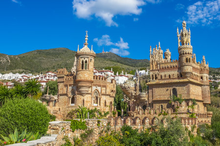 The famous Castillo de Colomares is a monument similar to a fairytale castle, dedicated to Christopher Columbus. Benalmadena, near Malaga in Andalusia, Spain.のeditorial素材