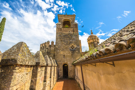 The main tower of the military fortress, Alcazar de los Reyes Cristianos, in Cordoba, Andalusia, Spain.のeditorial素材