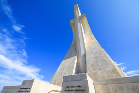 Lisbon, Portugal - August 24, 2017: Discoveries Monument is a popular landmark in Belem District, Lisbon and celebrates the Portuguese who took part in the Age of Discovery. Sunny day blue sky.のeditorial素材