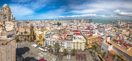 Panorama of Cadiz Town on a sunny day, Andalusia, Spain.の写真素材