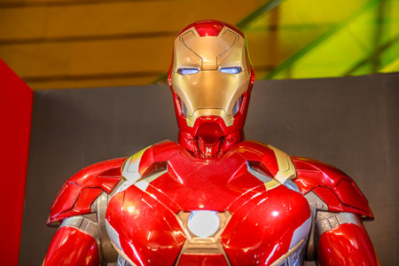 Tokyo, Japan - April 20, 2017: portrait of Iron Man statue character of Marvel at Exhibition in Mori Tower, Roppongi Hills complex, Minato Tokyo, for release of Age of Heroes.のeditorial素材