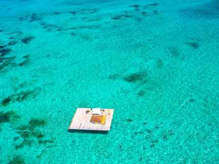 Aerial view of the landing platform for the scenic flight with parasailing, one of the main...