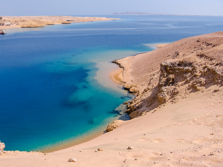 Aerial view of Ras Mohammed National Park with its clear and transparent waters and its famous reef, Sharm el Sheik, Sinai Peninsula, Egypt.の写真素材