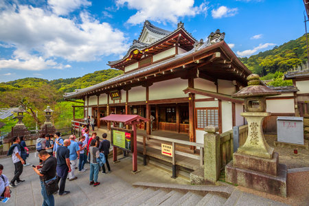 Kyoto, Japan - April 24, 2017: people inside Kiyomizu-dera, one of the most celebrated temples of Japan. Kiyomizudera is associated with Buddhist Hosso sect. Kiyomizudera is Unesco Heritage Siteのeditorial素材